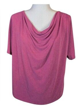 NWT Green Envelope Los Angeles Cranberry Cowl Neck Blouse Short Sleeve Blouse